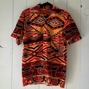 Men's Tribal Print Short Sleeve Button Up